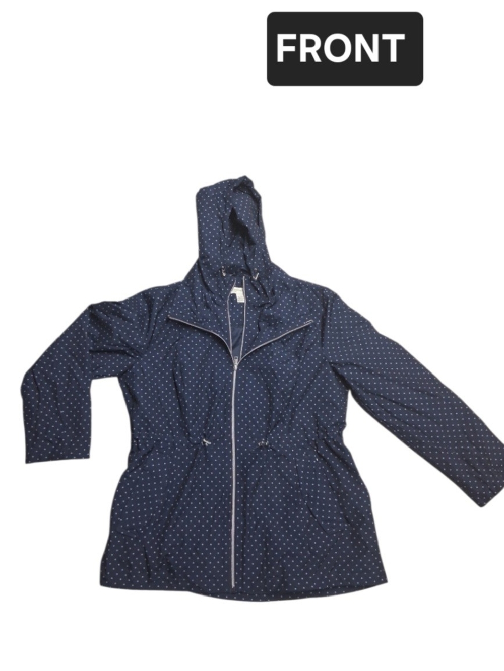 Jones New York Navy Polka Dot Rain Jacket